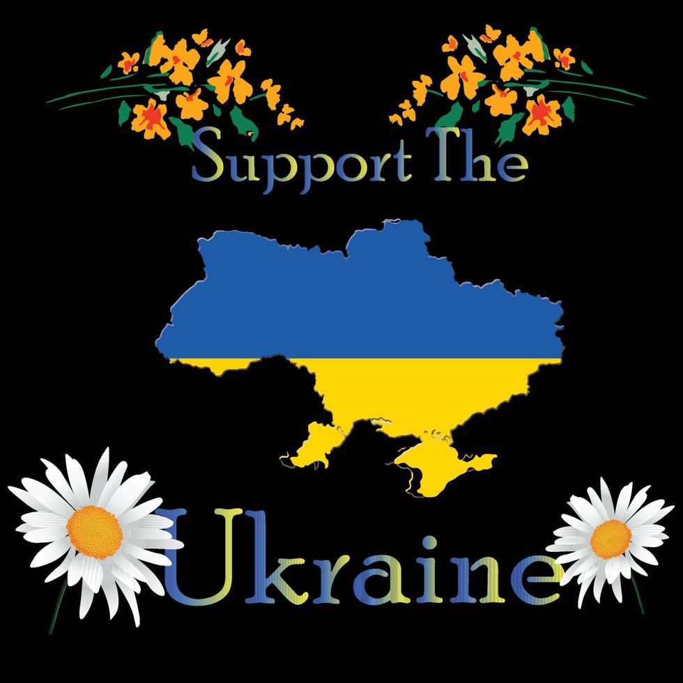 Support The Ukraine Map Blue Yellow vector