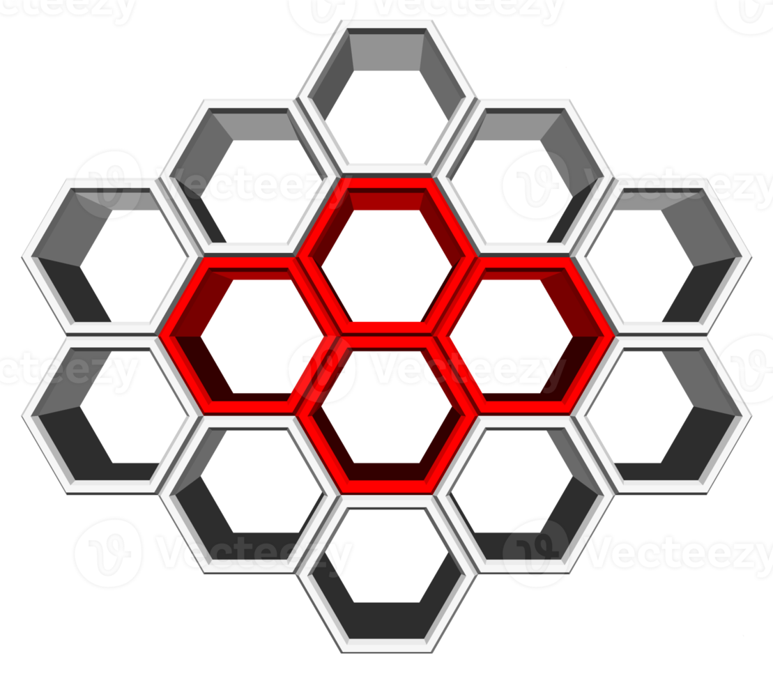 3Ds hexagon block align to many shape, Blank block for add your text or wording png