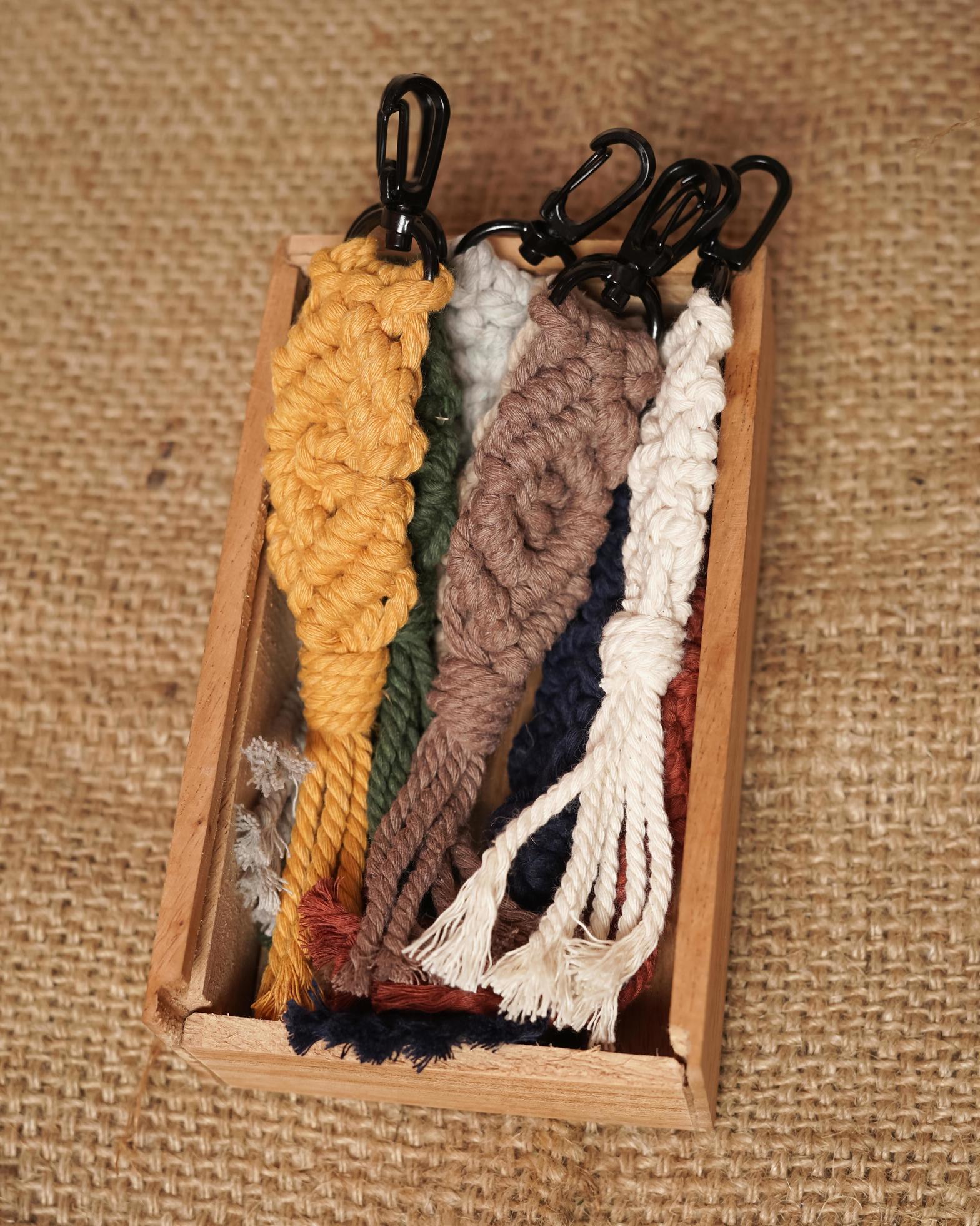 Macrame keychain, Macrame shot, handmade by women at home. Great DIY