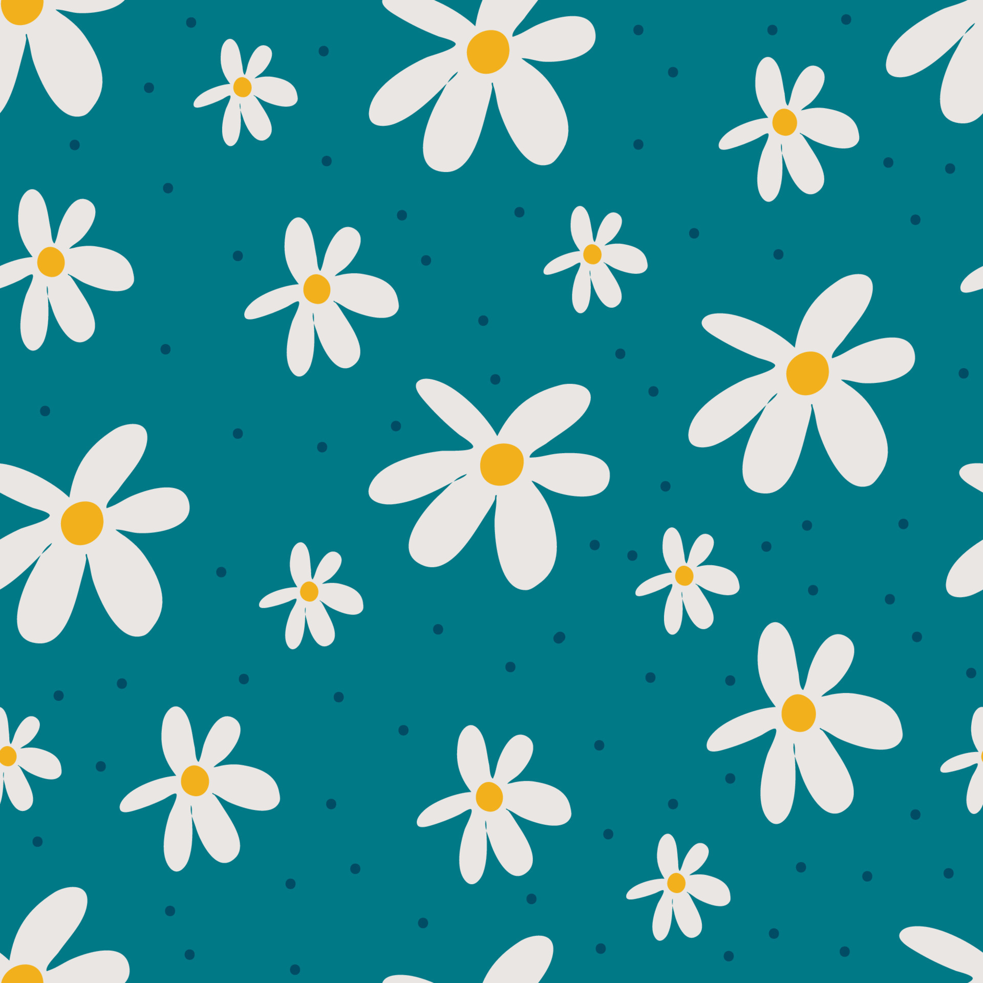 Undervisning klipning flov Cute seamless pattern with flowers and round spots. Funny floral print.  floral background with small white scattered flowers and dots. Simple girly  print. for design and fashion prints 11994400 Vector Art at