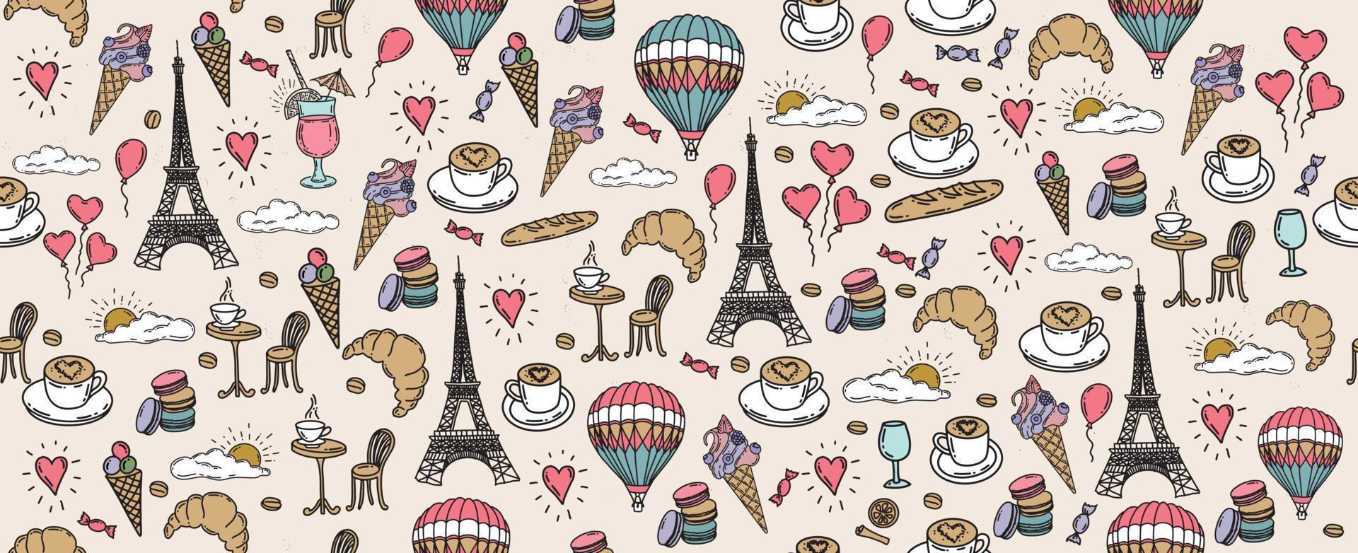 Adobe Illustrator ArtworkFrench icons, Paris sketch illustration. Vector. vector