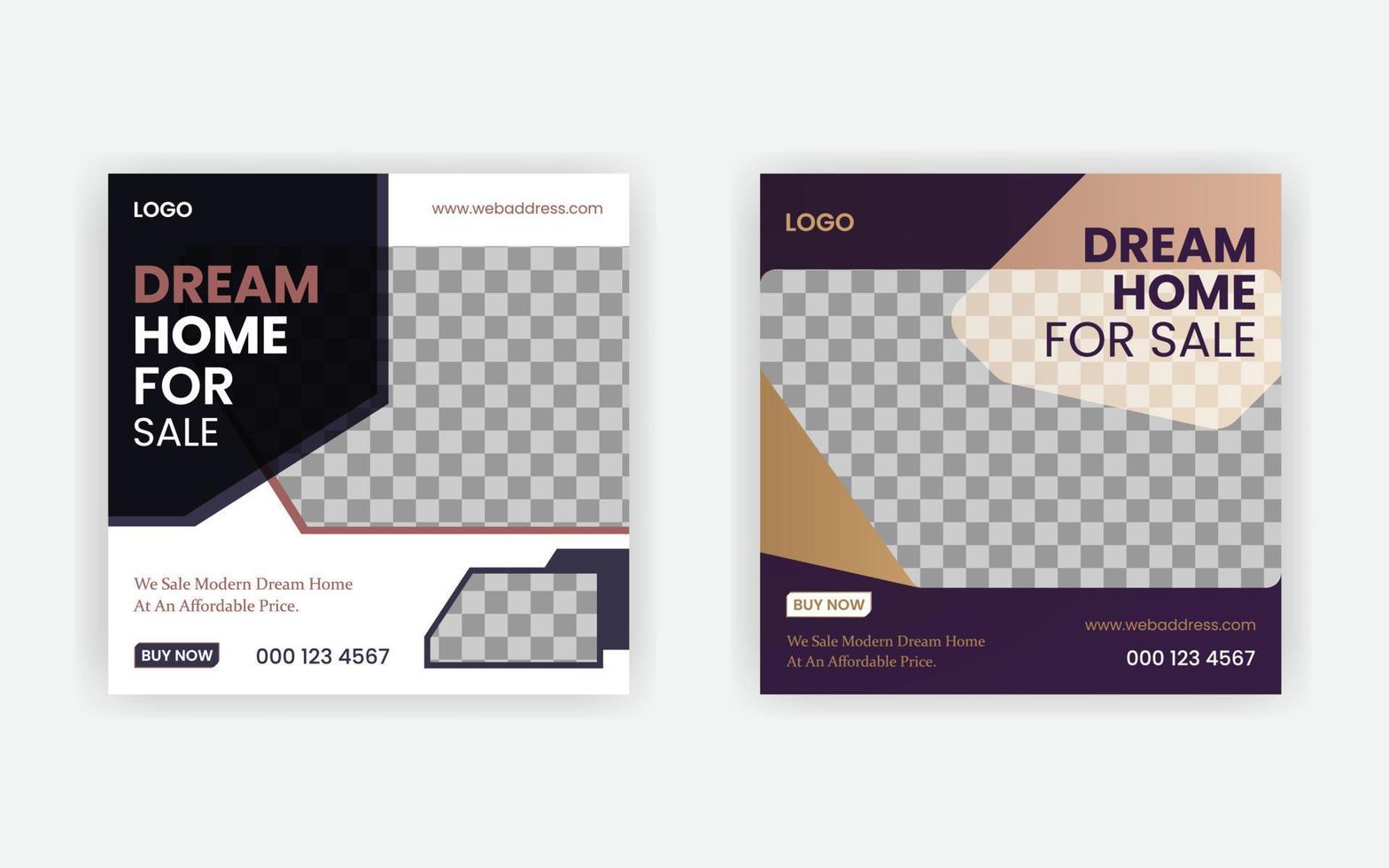 Real estate house Instagram post or social media banner template vector