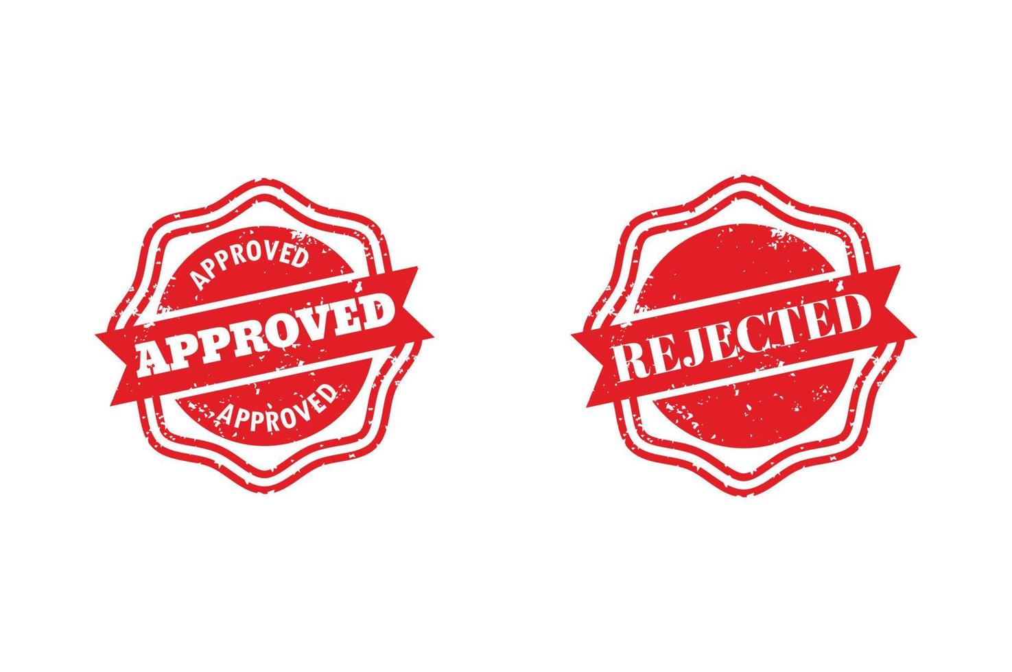 Rubber stamp approved and rejected badges, Seal stamp approved badges. vector