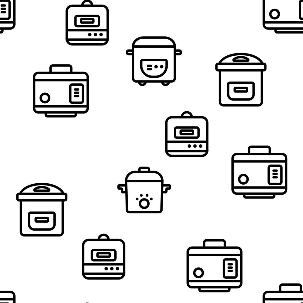 Slow Cooker Elements Seamless Pattern Vector