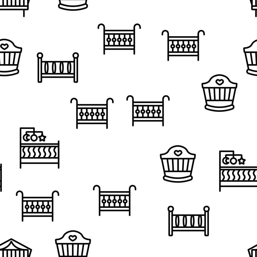 Crib Baby Infant Bed Vector Seamless Pattern