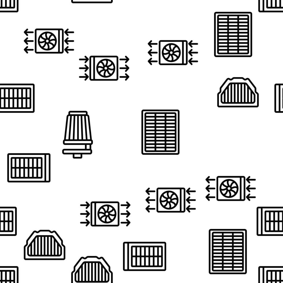 Air Filter And Airflow Vector Seamless Pattern