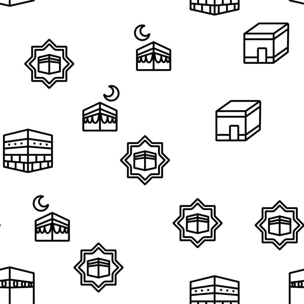 patrón transparente de vector de edificio religioso islámico makkah