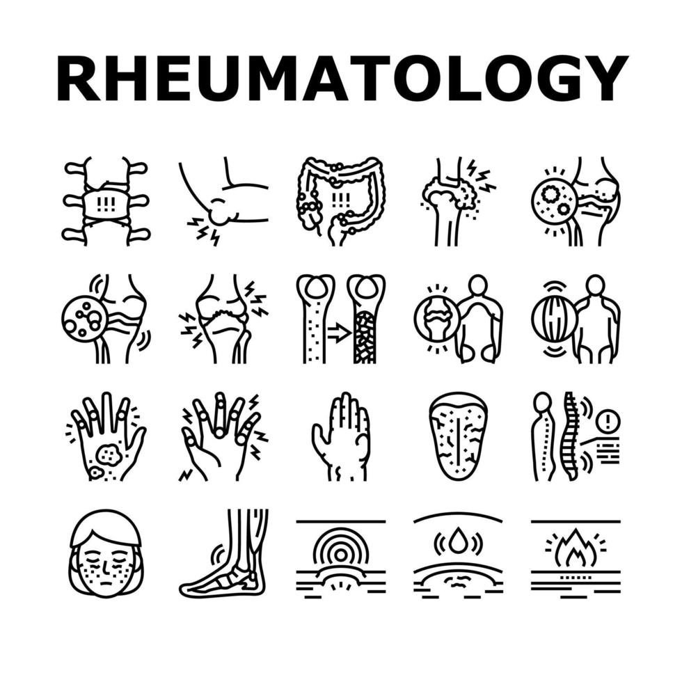 conjunto de iconos de problema de enfermedad de reumatología vector