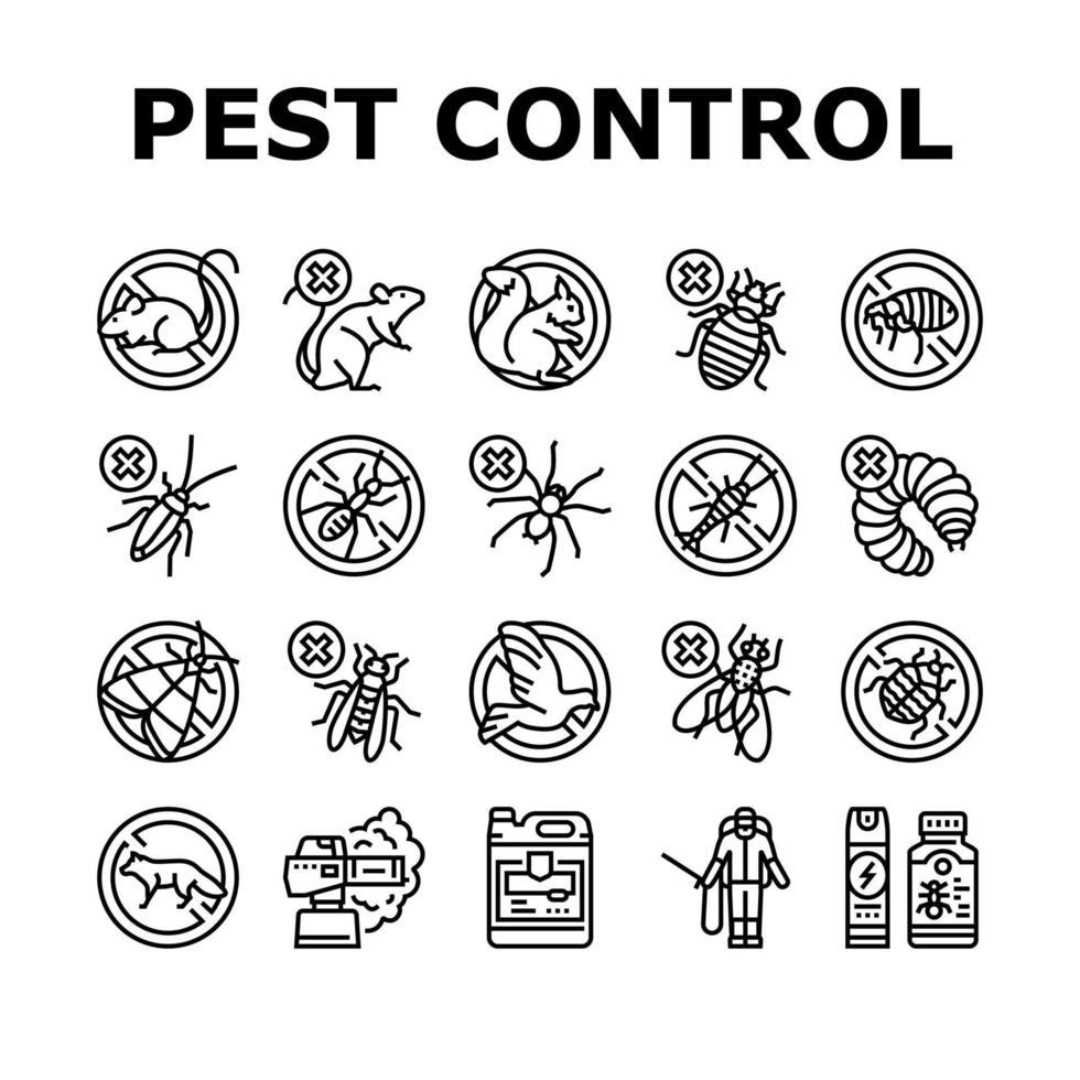 Pest Control Service Treatment Icons Set Vector