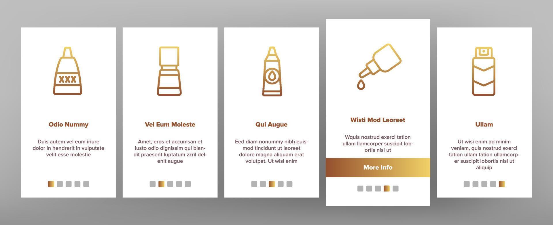 Lubricant Container Onboarding Icons Set Vector