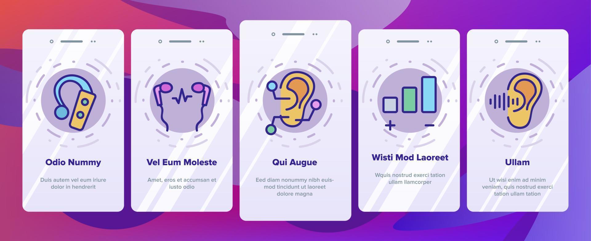 Hear Sound Aid Tool Onboarding Icons Set Vector