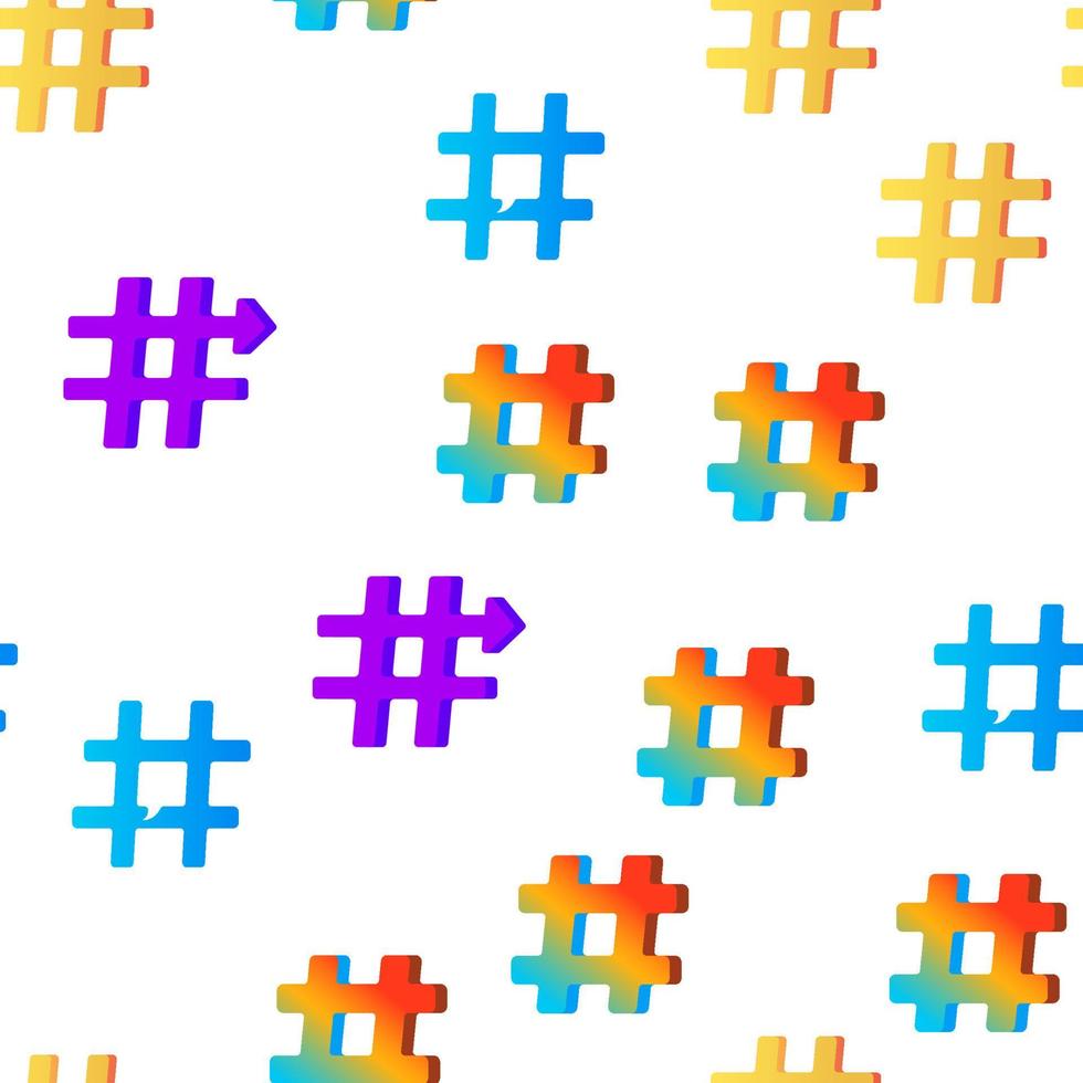 Hashtag, Number Sign Vector Seamless Pattern