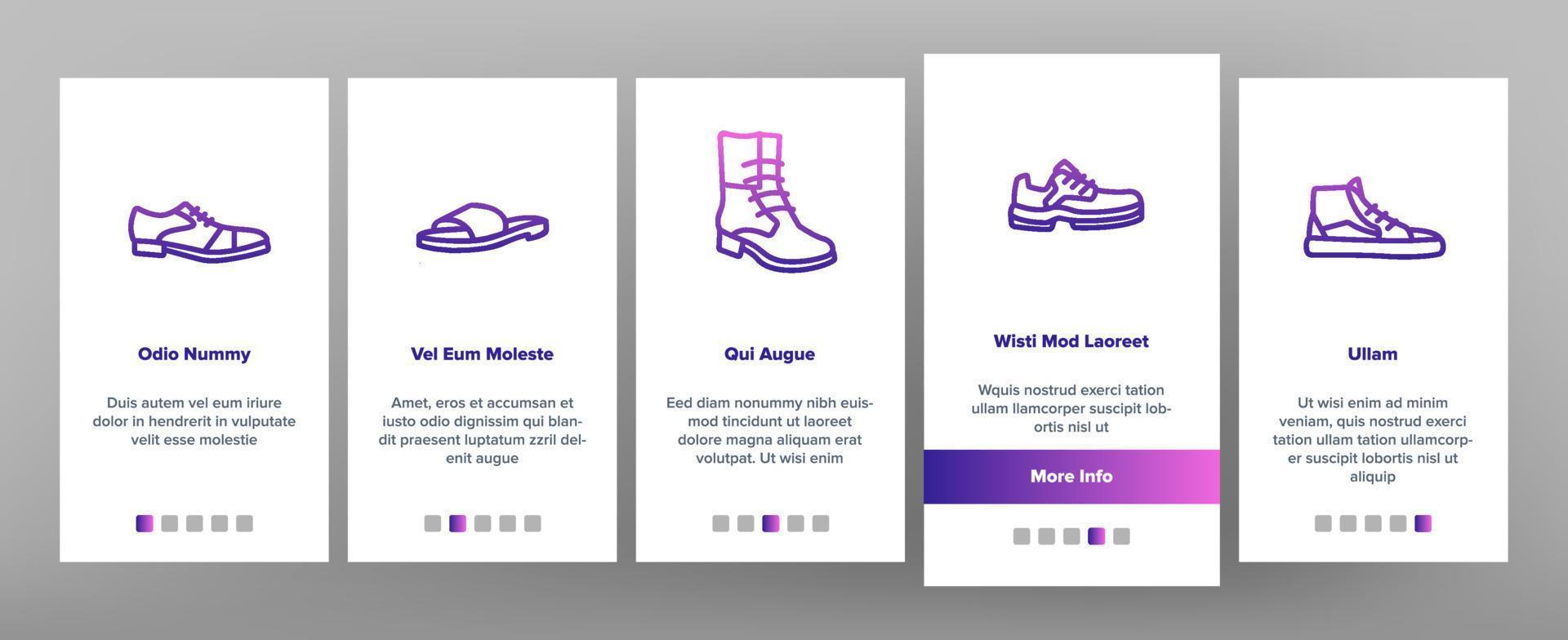 Shoes Footwear Shop Onboarding Icons Set Vector