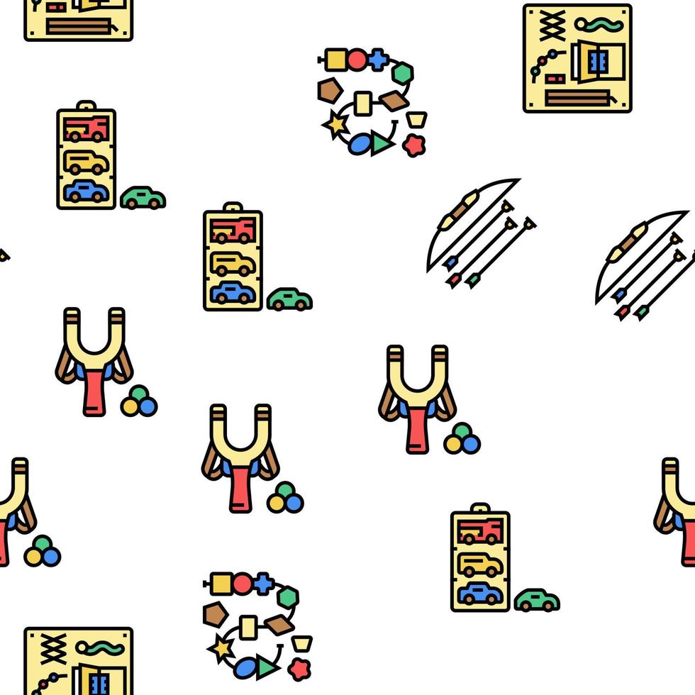 Wooden Toy For Children Play Time Vector Seamless Pattern