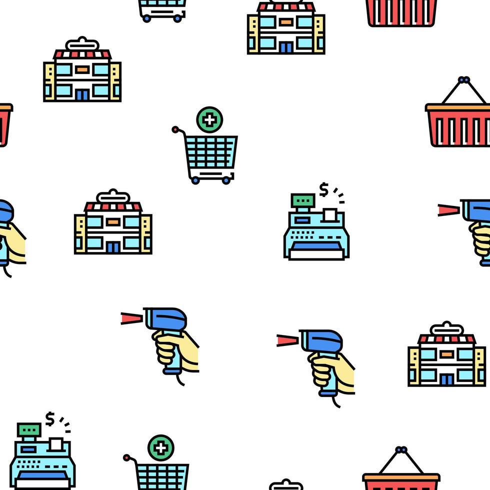 Supermarket Store Vector Seamless Pattern