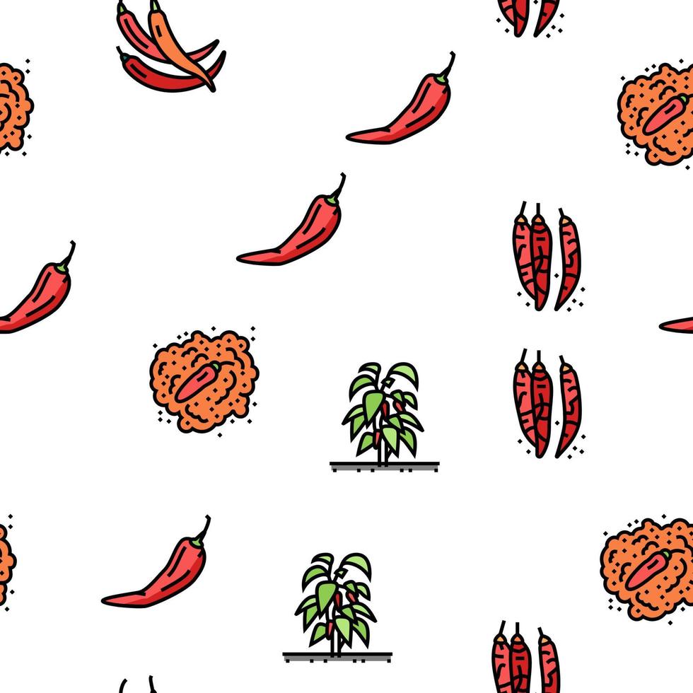 Chili Spicy Natural Vegetable Vector Seamless Pattern