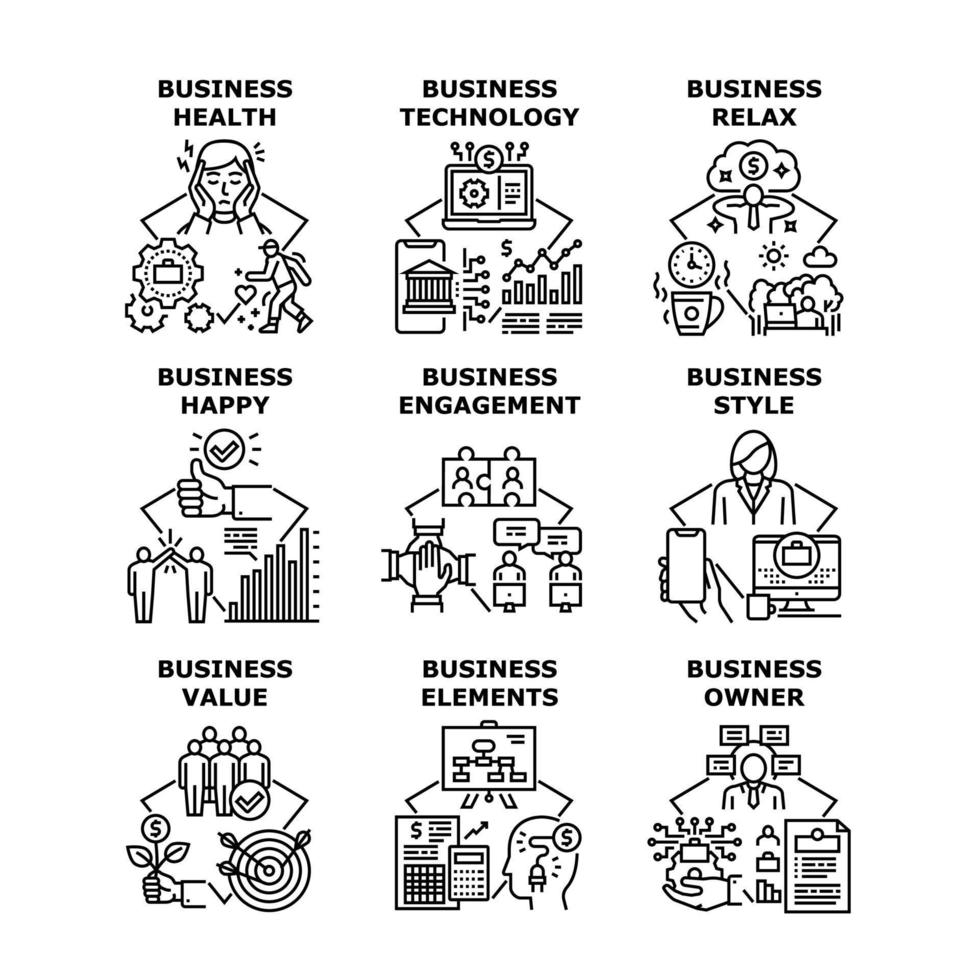 Business Technology Set Icons Vector Illustrations