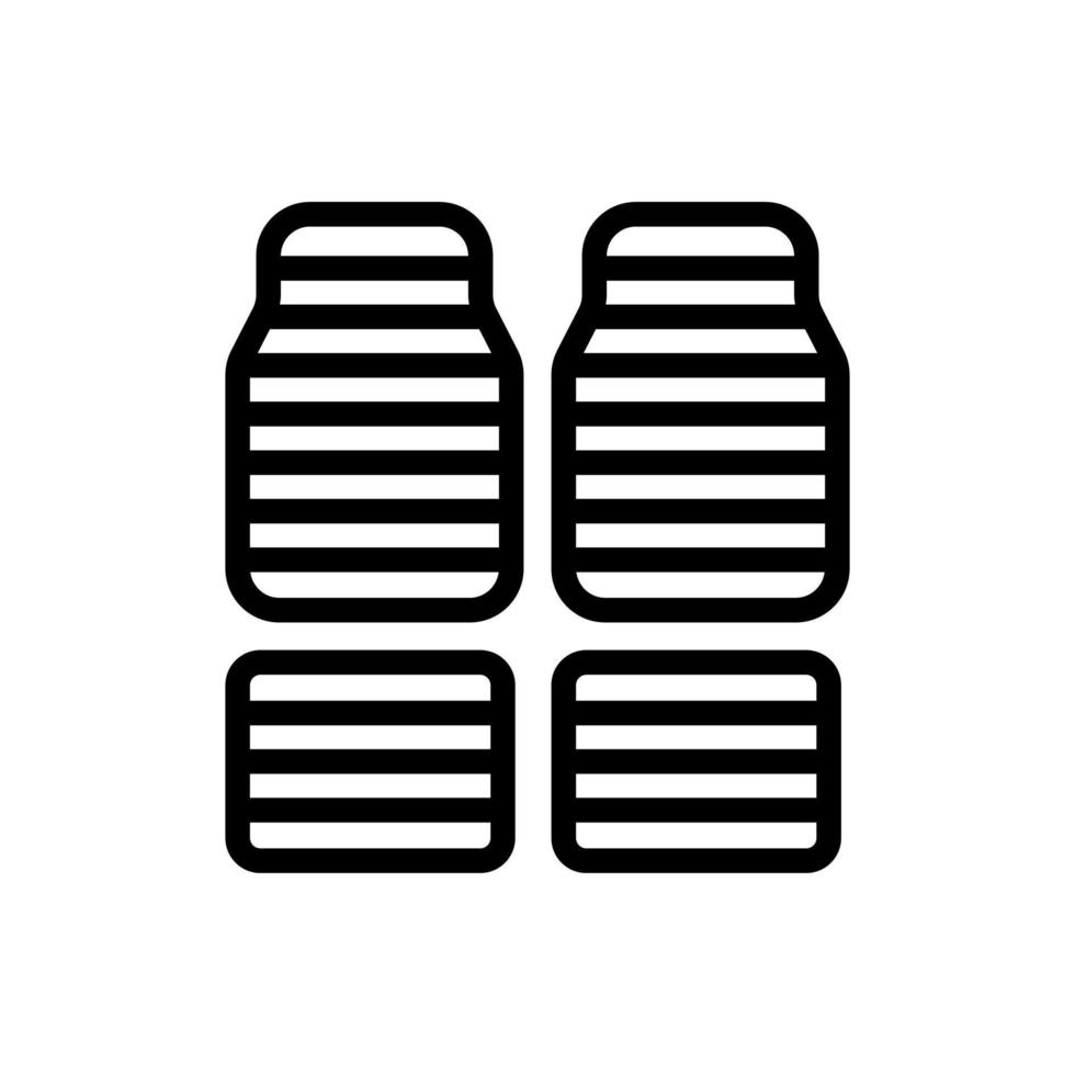 ilustración de contorno de vector de icono de alfombrillas de coche de rayas horizontales