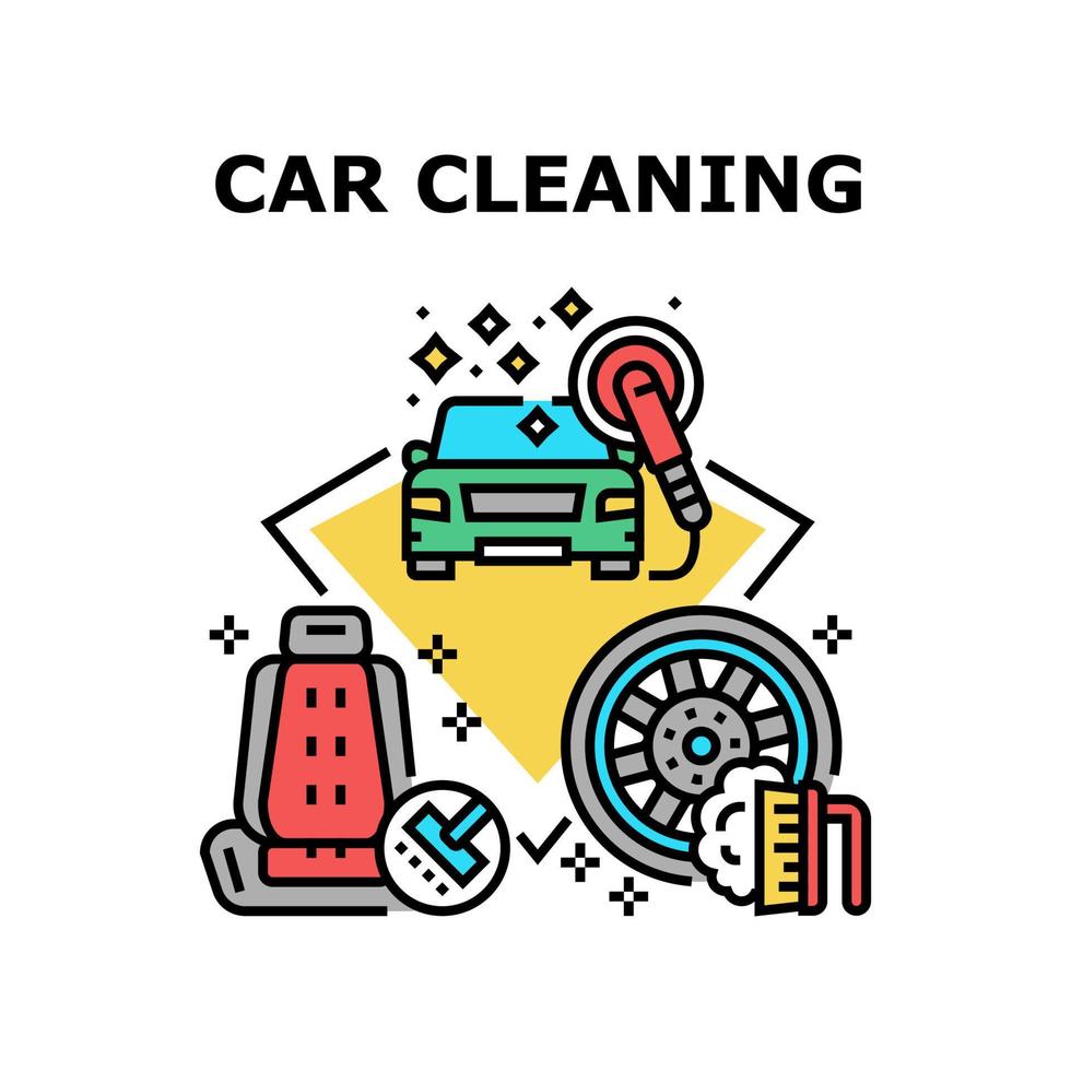 ilustración de color de concepto de servicio de limpieza de automóviles vector