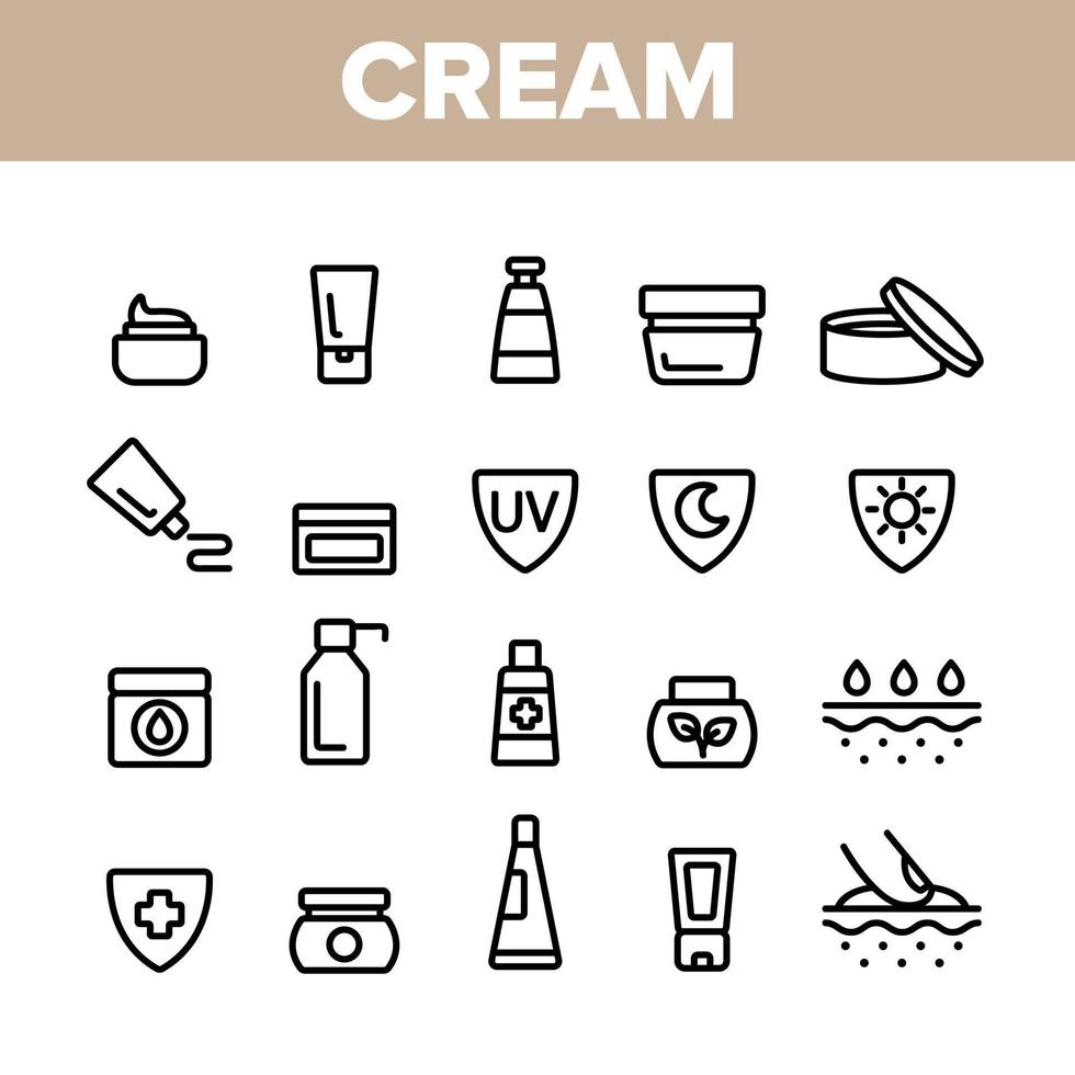 Collection Healthy Cream Elements Vector Icons Set