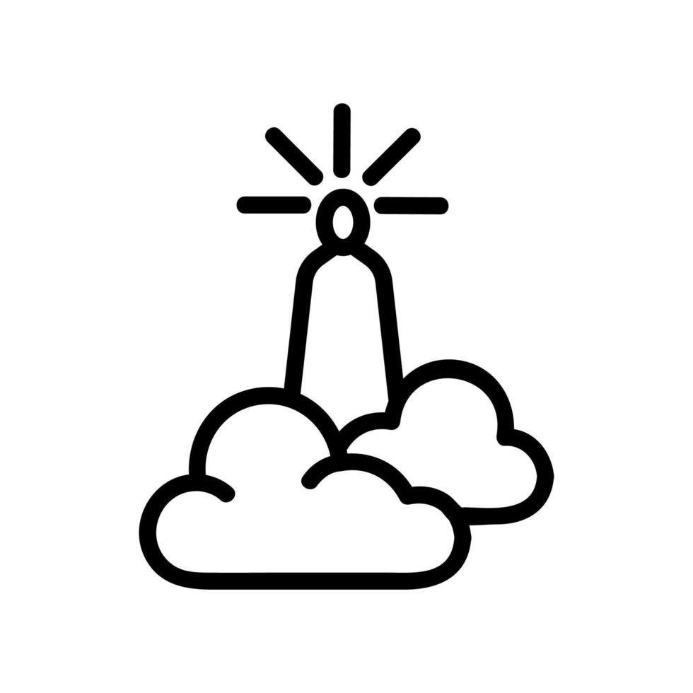 figura luminosa de dios en el cielo entre nubes icono vector ilustración de contorno