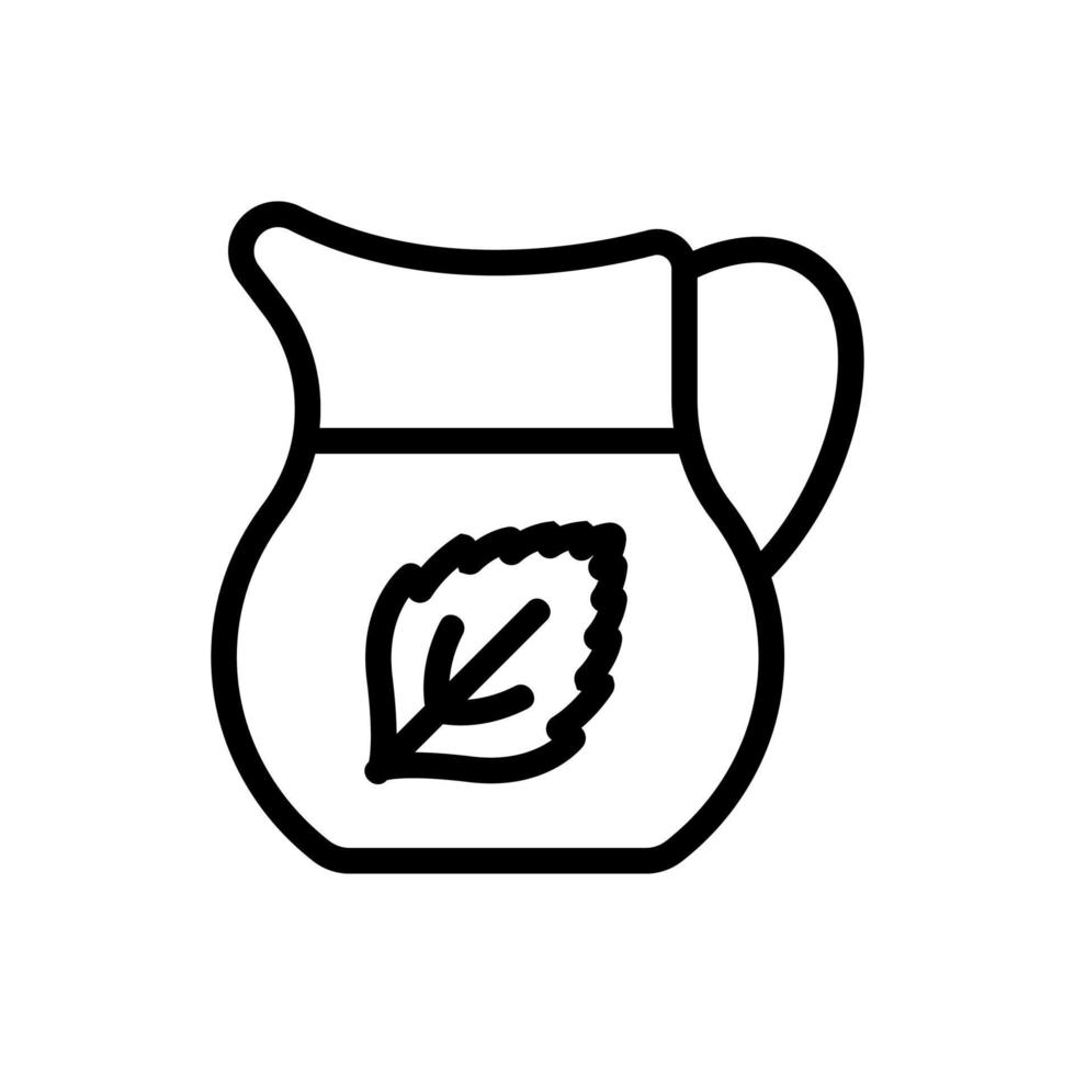 mint refreshing drink in jug icon vector outline illustration