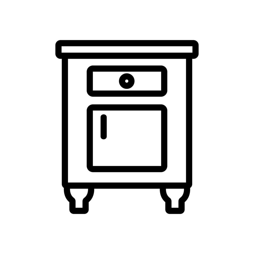 ilustración de contorno de vector de icono de muebles de apartamento de mesita de noche