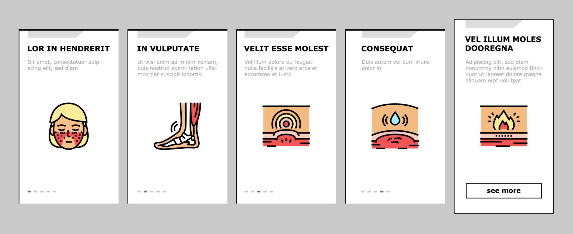 Rheumatology Disease Problem Onboarding Icons Set Vector