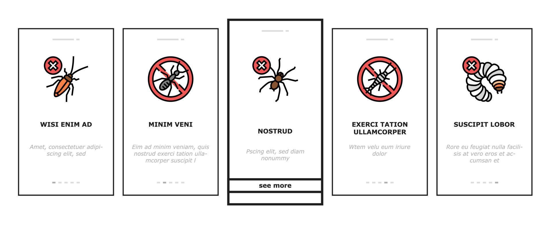 Pest Control Service Treatment Onboarding Icons Set Vector