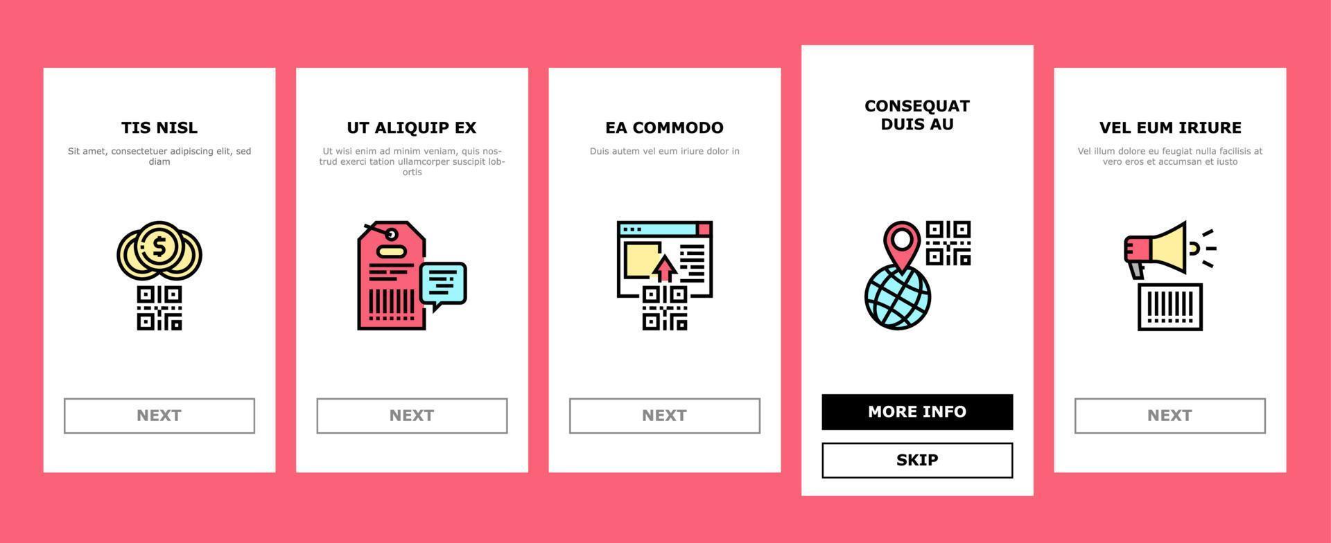 Qr Code Identification Onboarding Icons Set Vector