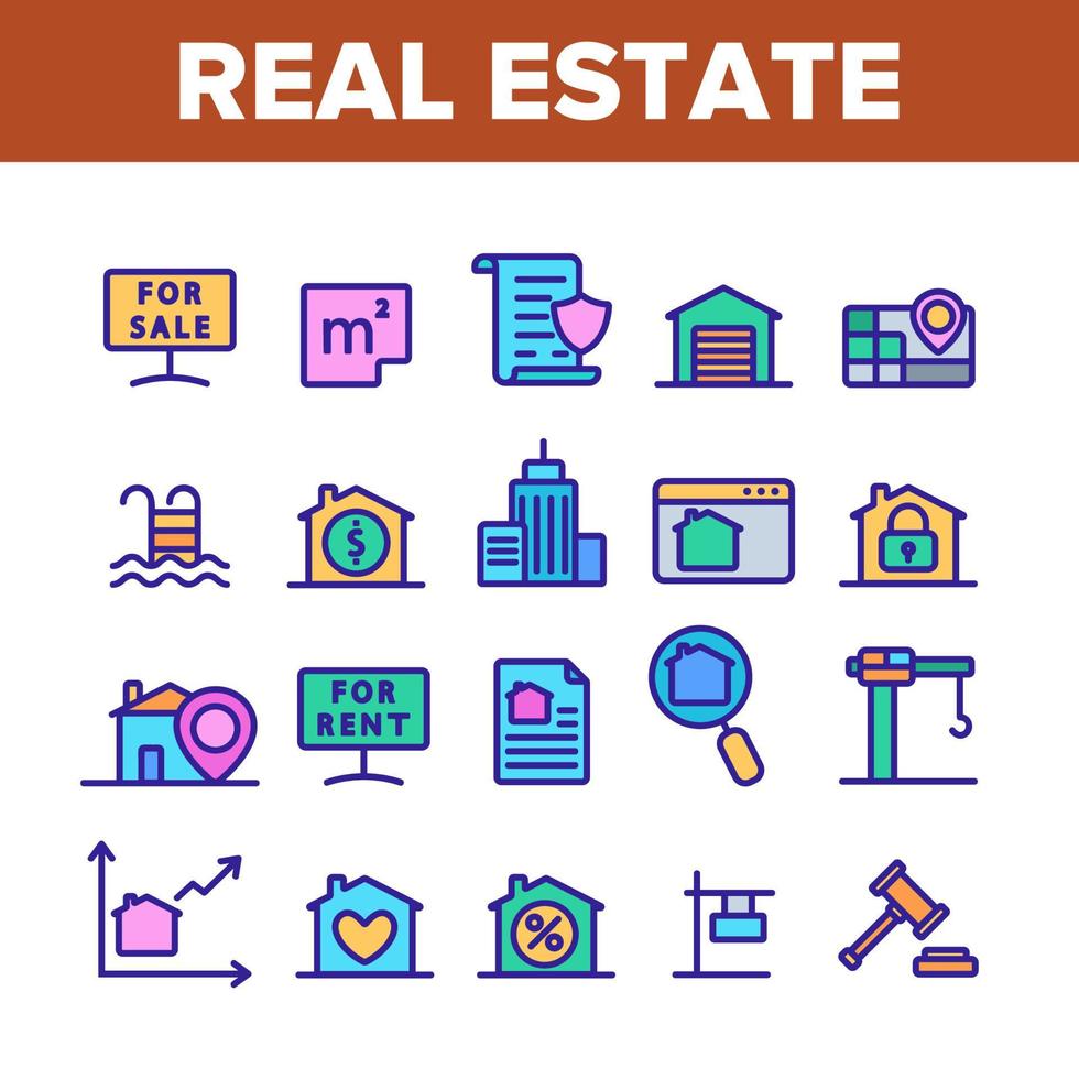 Collection Real Estate Elements Vector Icons Set