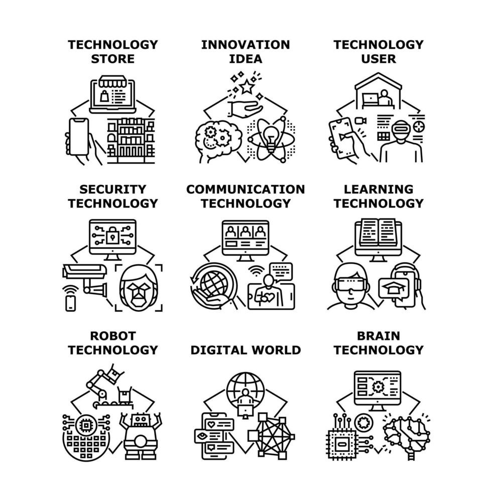 Technology network tech set icon vector illustration