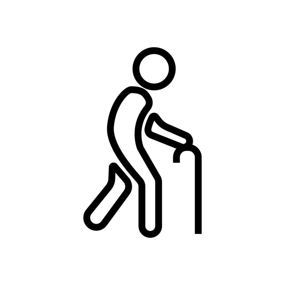 old man walking with wand icon vector outline illustration