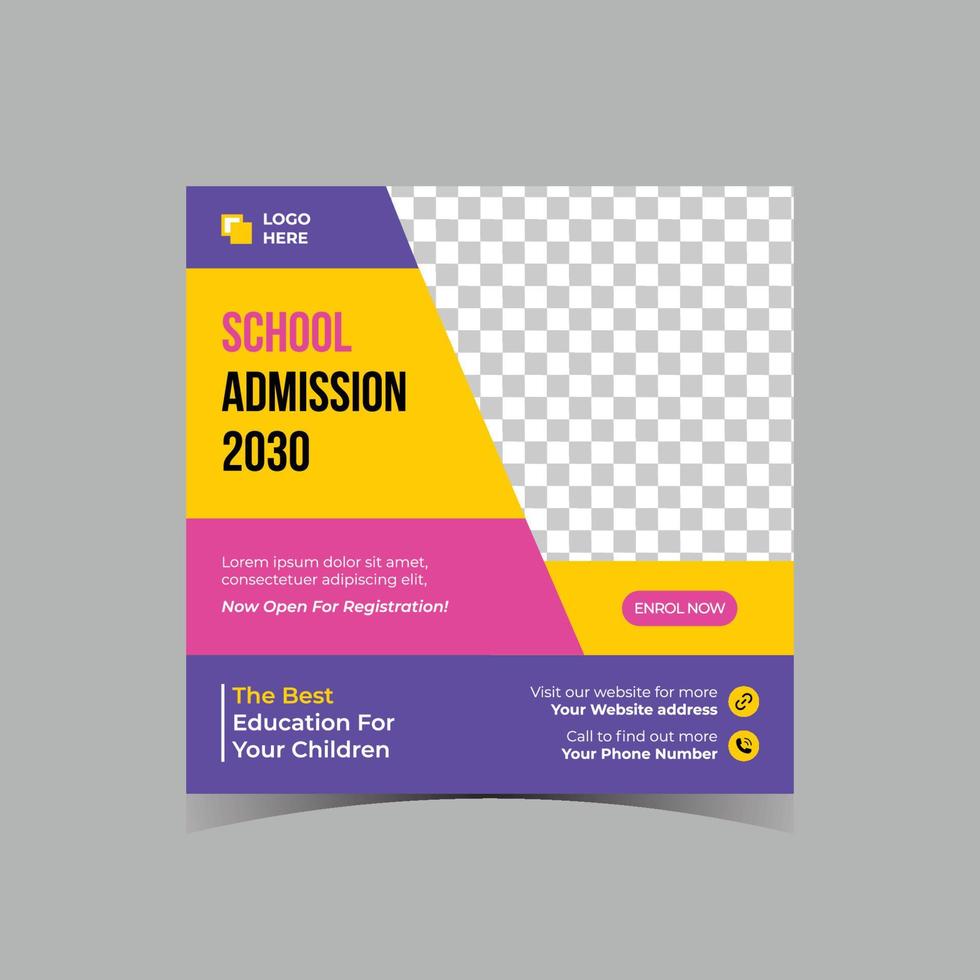 School admission square flyer template vector