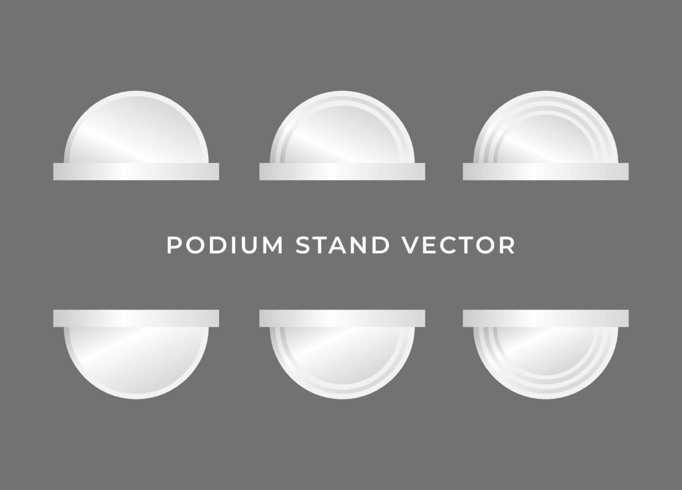 Simple podium stand 3D vector whit white shape. Background or frame are different step on grey background. The podium can be put text or product on the podium.