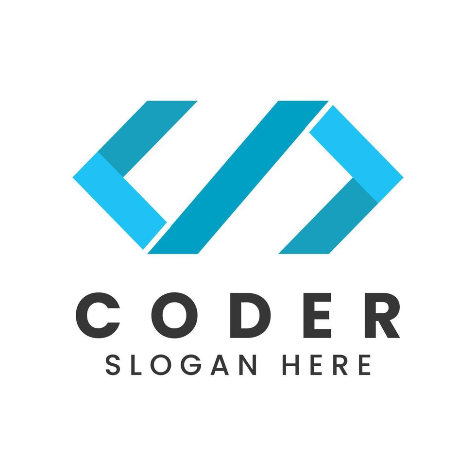 plantilla de logotipo de codificación con fondo aislado vector