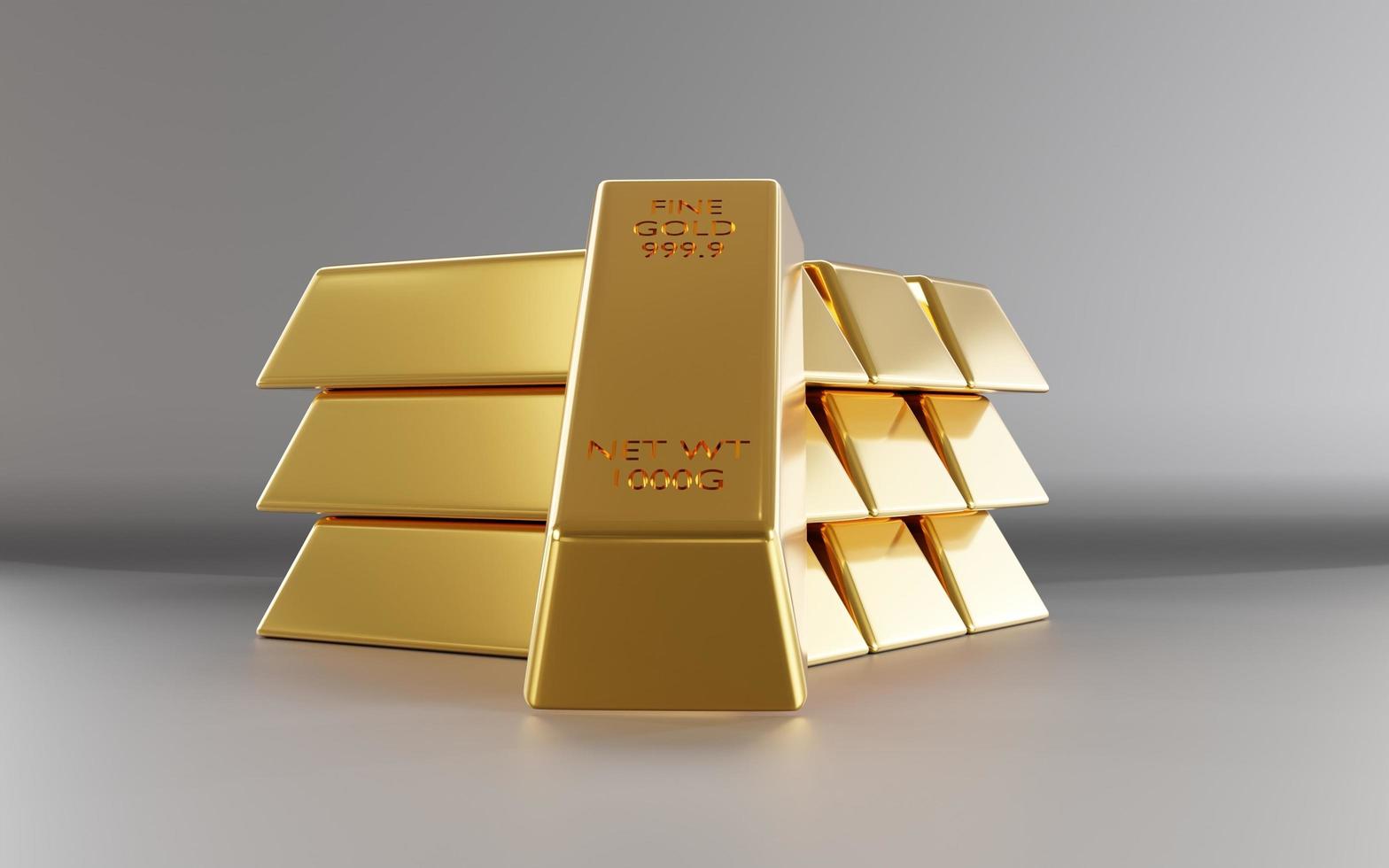 Gold bars and Financial concept,3d rendering,conceptual image. fine gold isolated on white background. photo