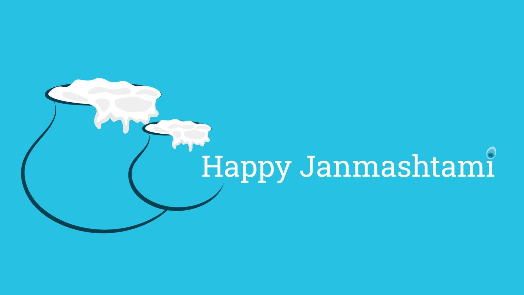 feliz ilustración vectorial janmashtami creada en color azul con un simple objeto dahi handi. vector