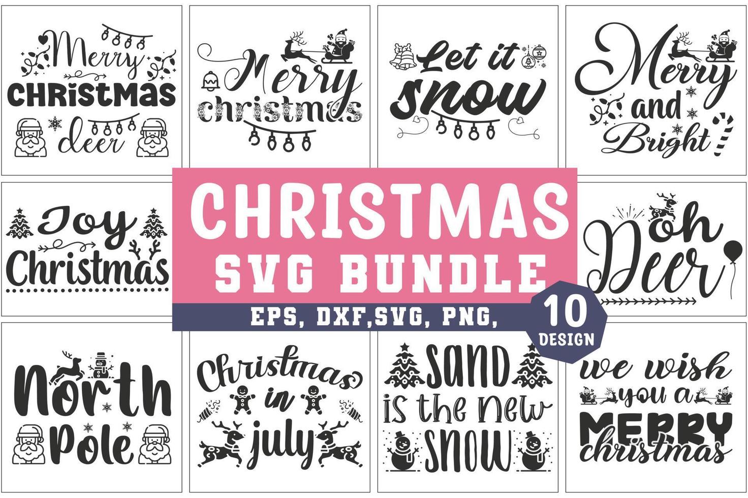 Christmas SVG Bundle, T-shirt Design vector