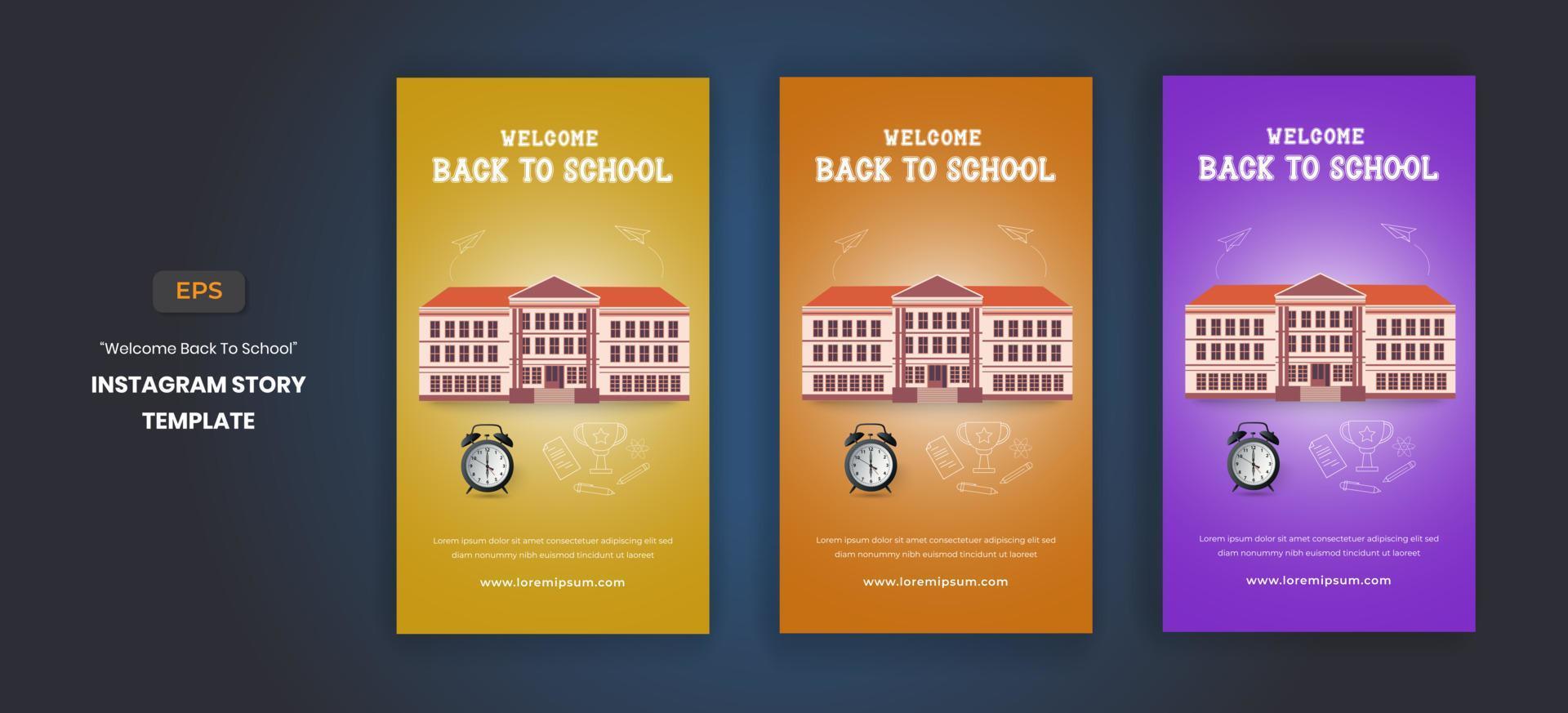 folleto de historias de redes sociales de regreso a la escuela vector