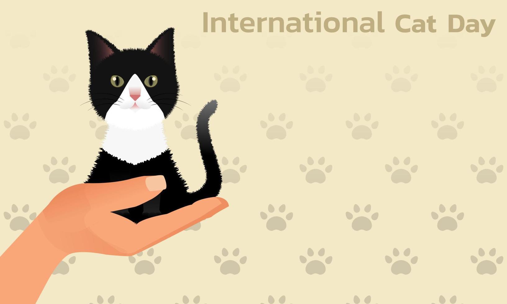 concepto del día mundial del gato. día internacional del gato. concepto de vacaciones. plantilla para fondo, banner web, tarjeta, póster vector