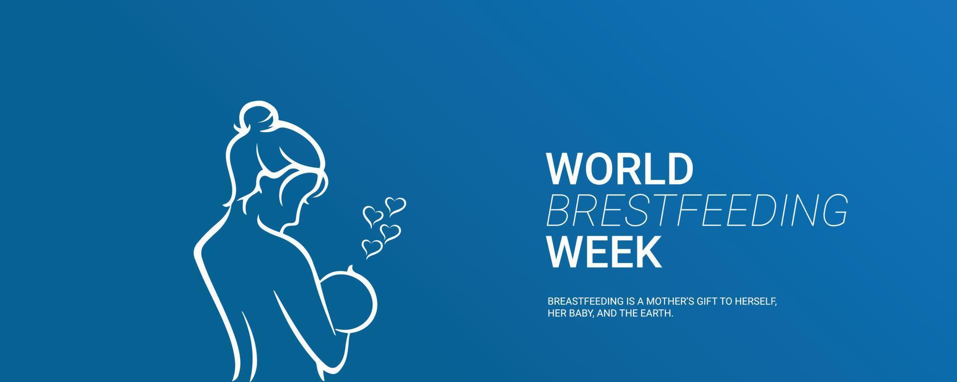 Breastfeeding week newborn baby and mother illustarion vector