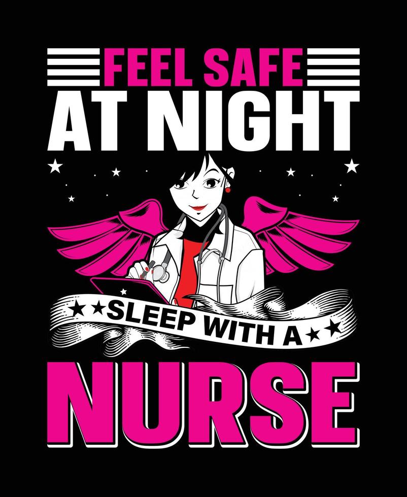 Feel safe at night sleep with a Nurse vector illustration