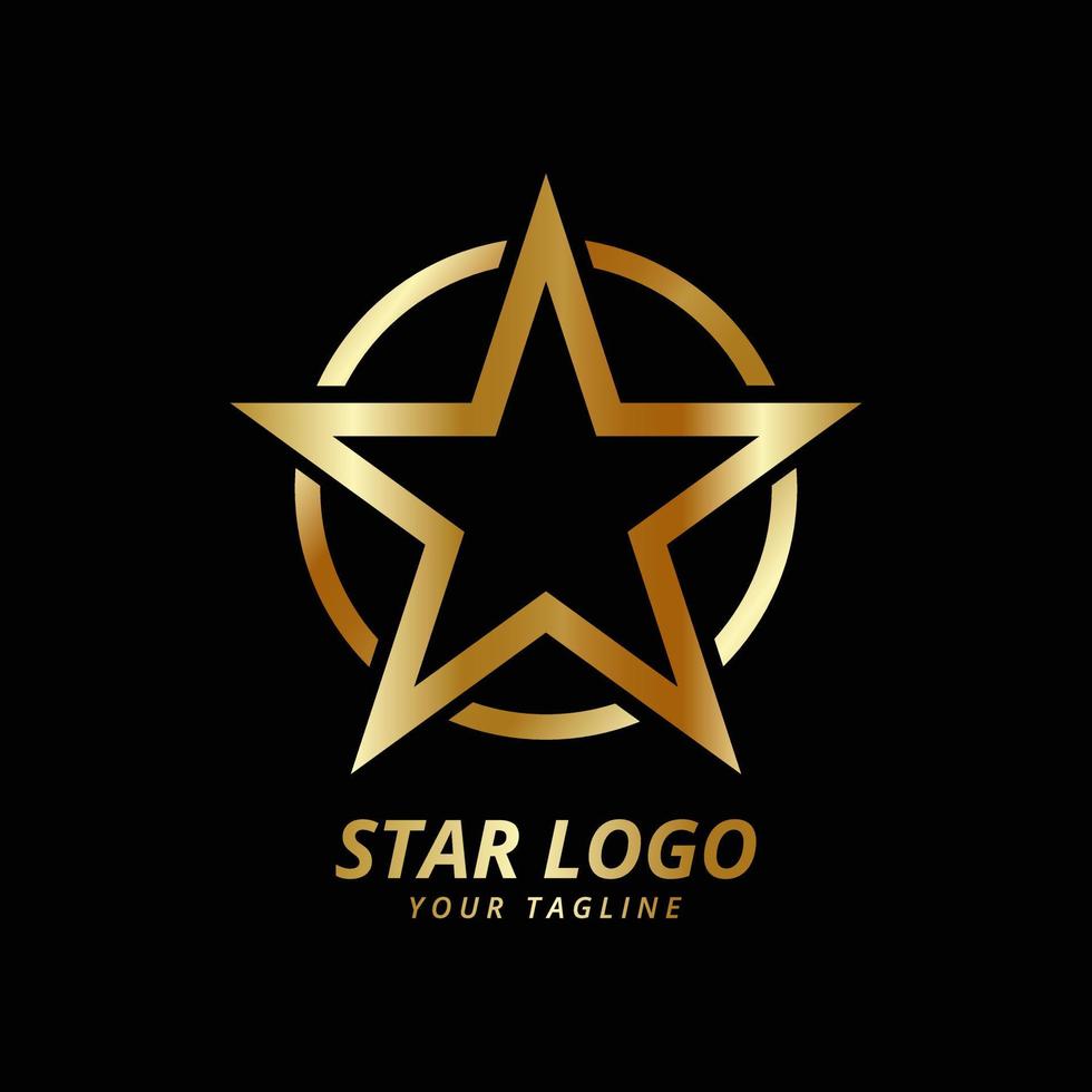 Gold star logo vector Illustration with black background