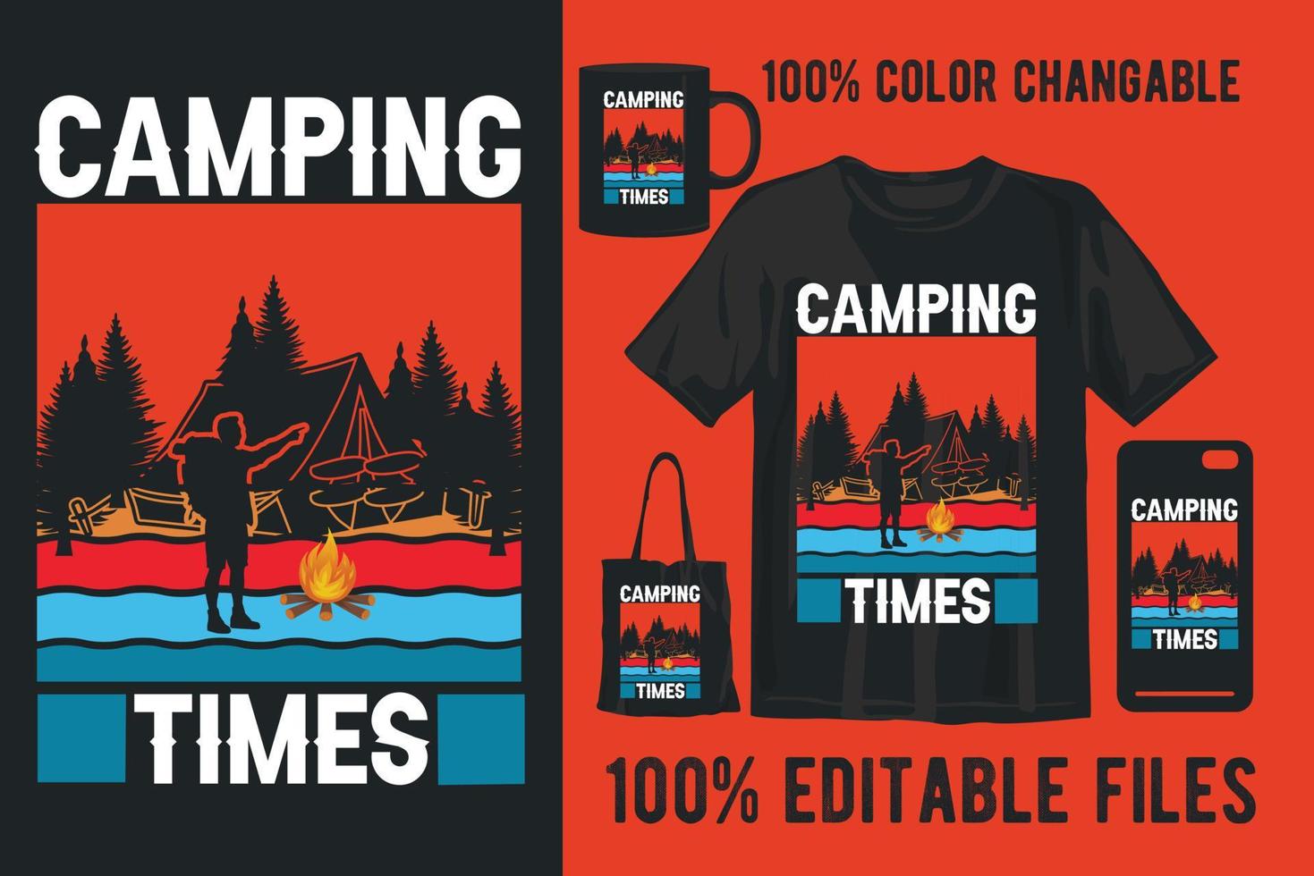 diseño de camiseta vintage retro de camping vector