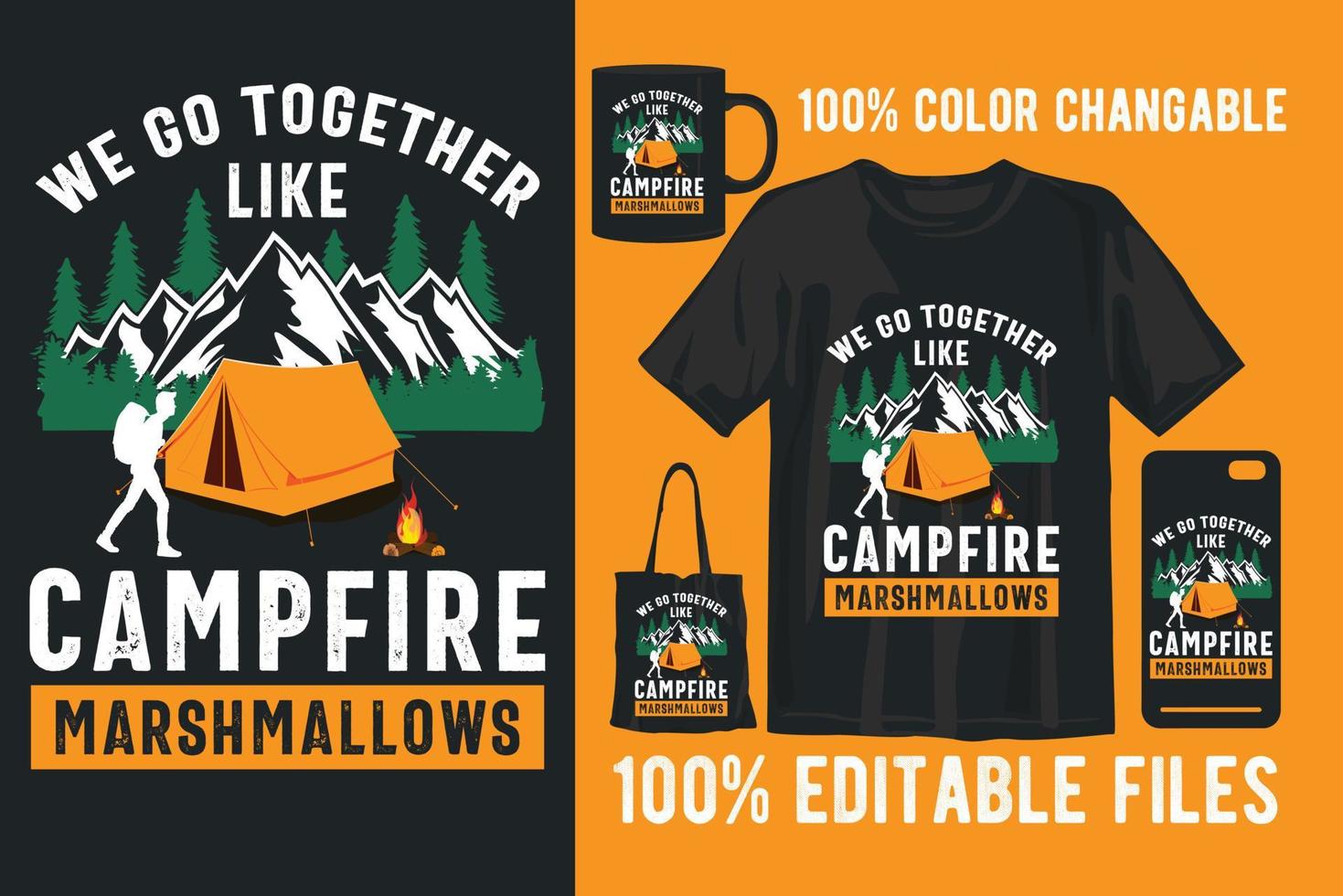diseño de camiseta vintage retro de camping vector