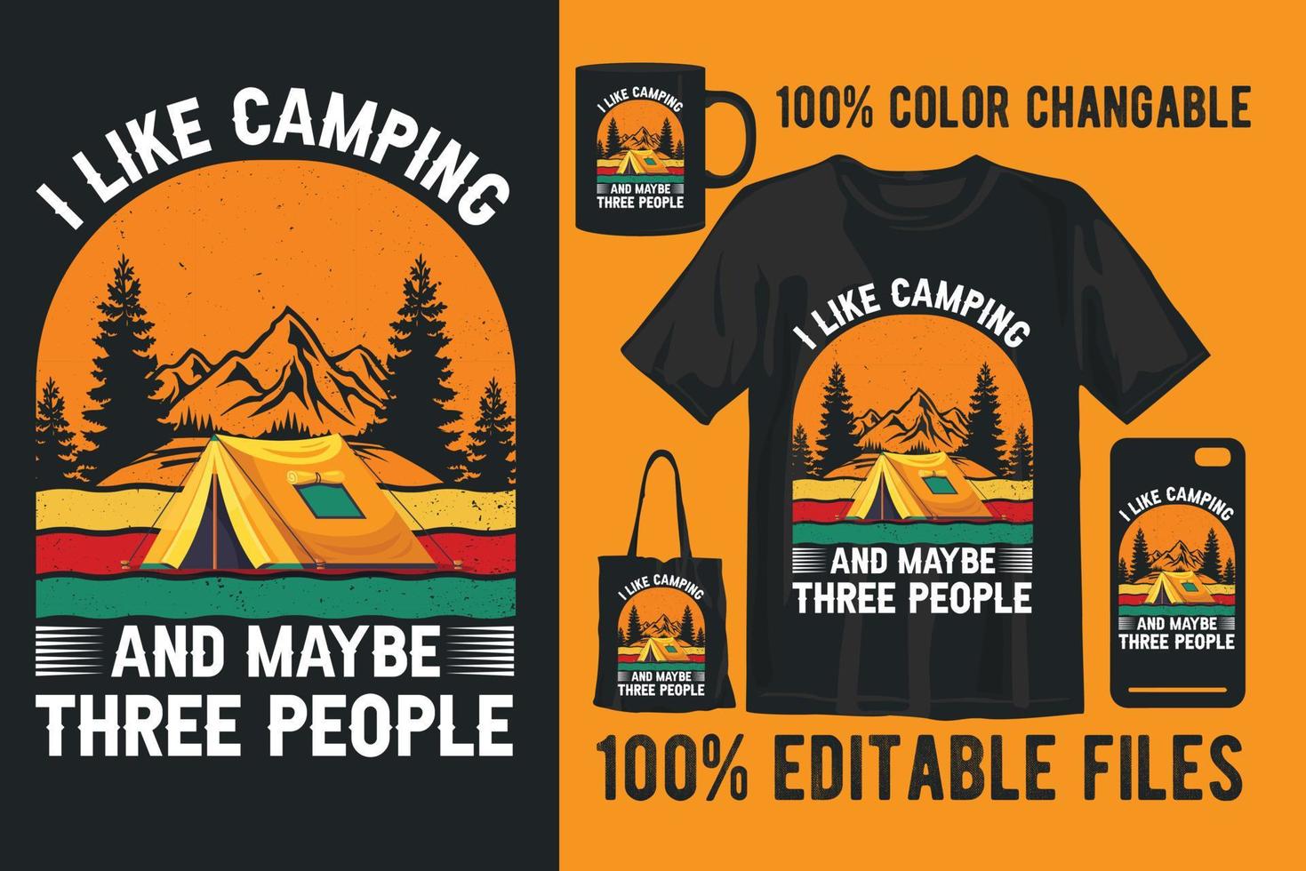 Camping retro vintage t shirt design vector