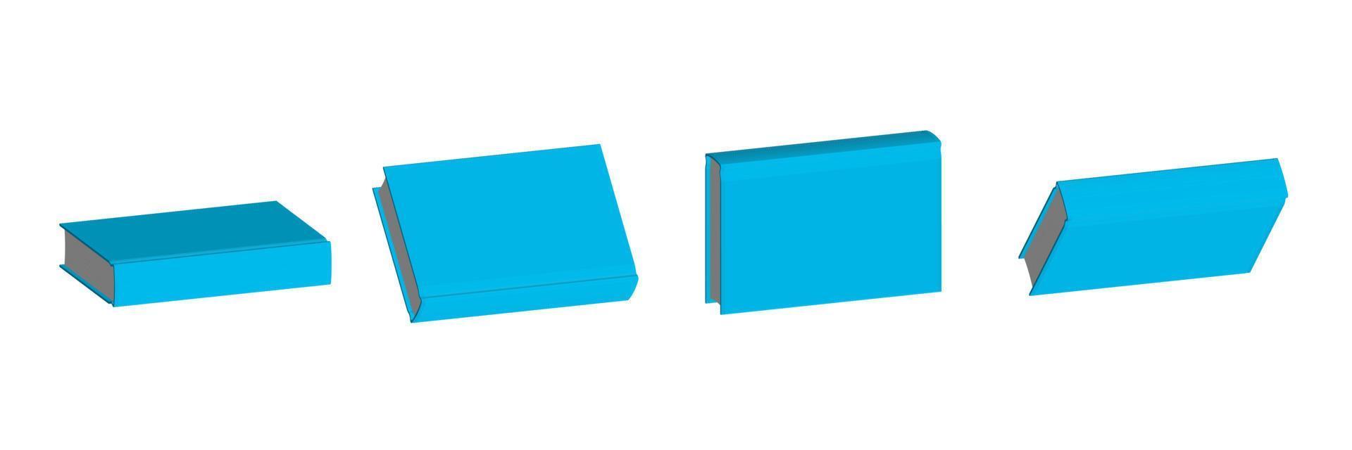 Set of closed blue books in different positions for bookstore vector