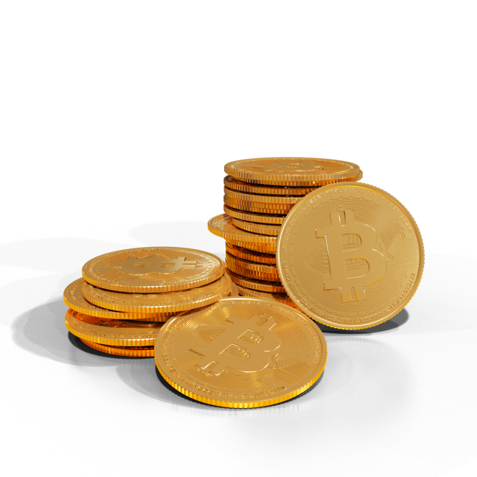 bitcoin composizione criptovaluta 3d rendering png