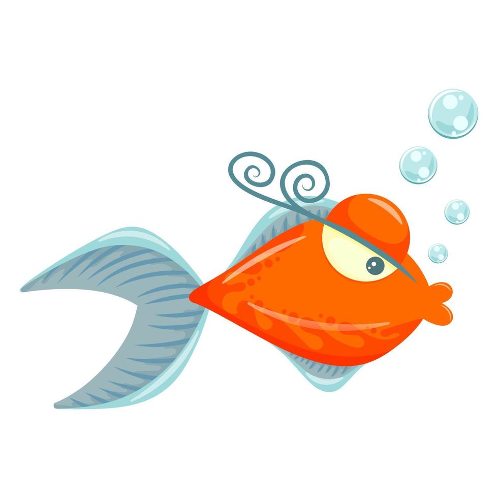 Cute cartoon fish illustration. Isolated on white background. vector